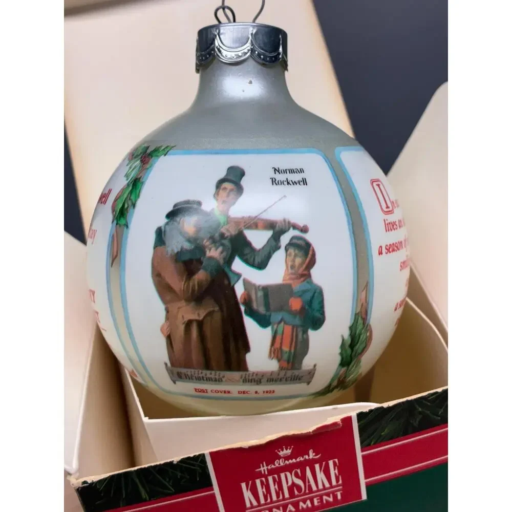 1992 Hallmark Norman Rockwell Glass Ornament | Vintage Keepsake